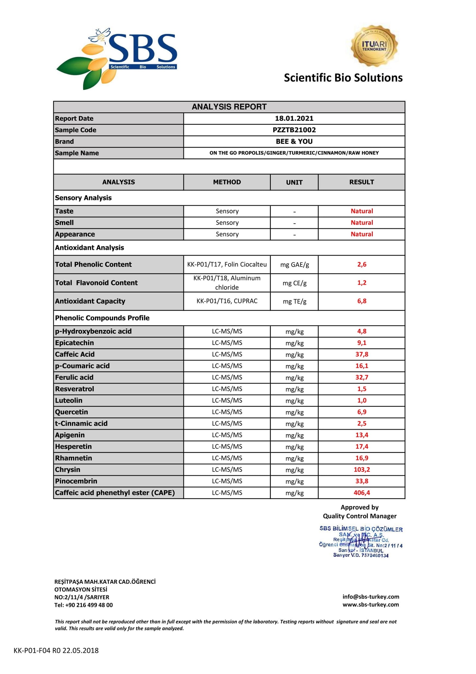 ON THE GO PROPOLIS GINGER TURMERIC CINNAMON RAW HONEY