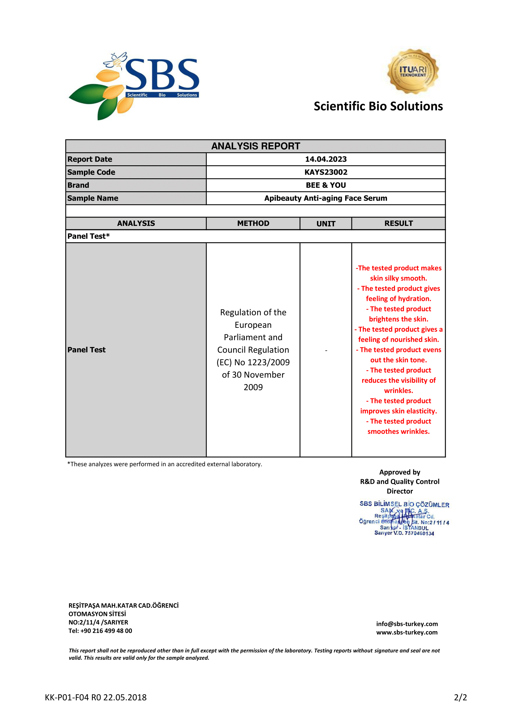 Apibeauty Anti-aging Face Serum - Analysis 2