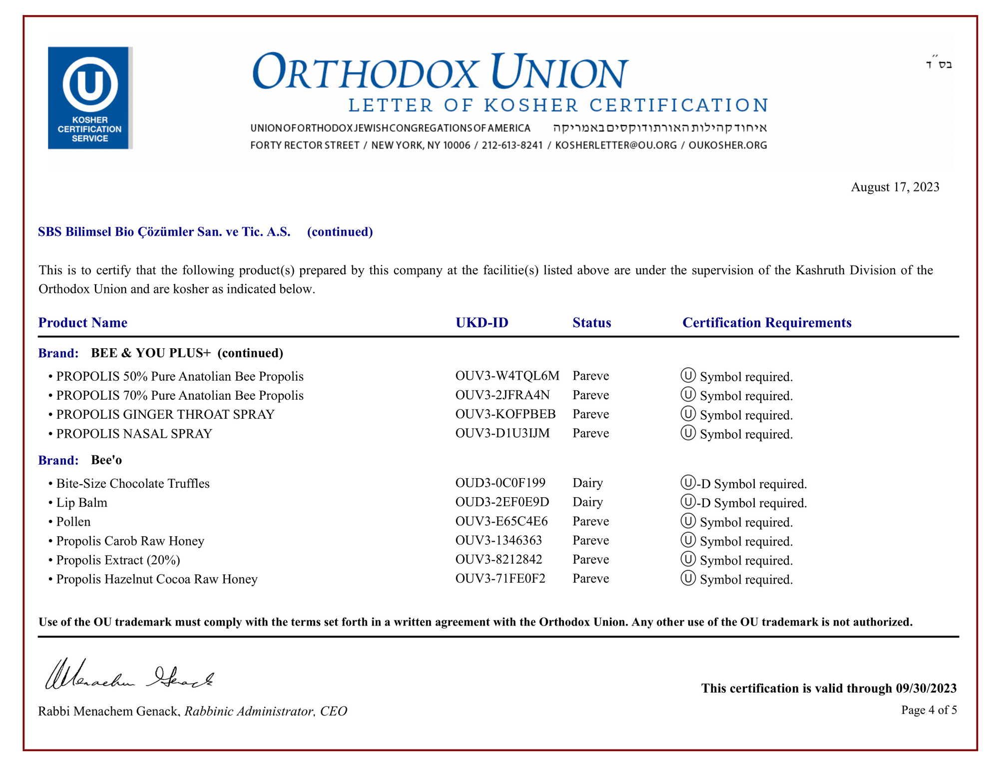 KOSHER CERTIFICATES 4