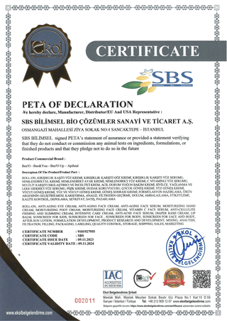 PETA Certificate