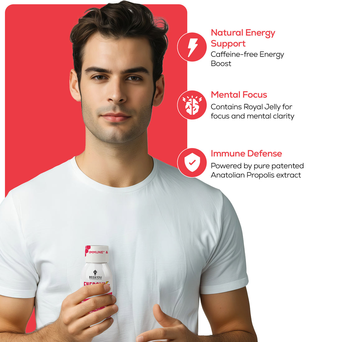 Energy-X Royal Jelly Red Ginseng Propolis Raw Honey Shots for Adult x12