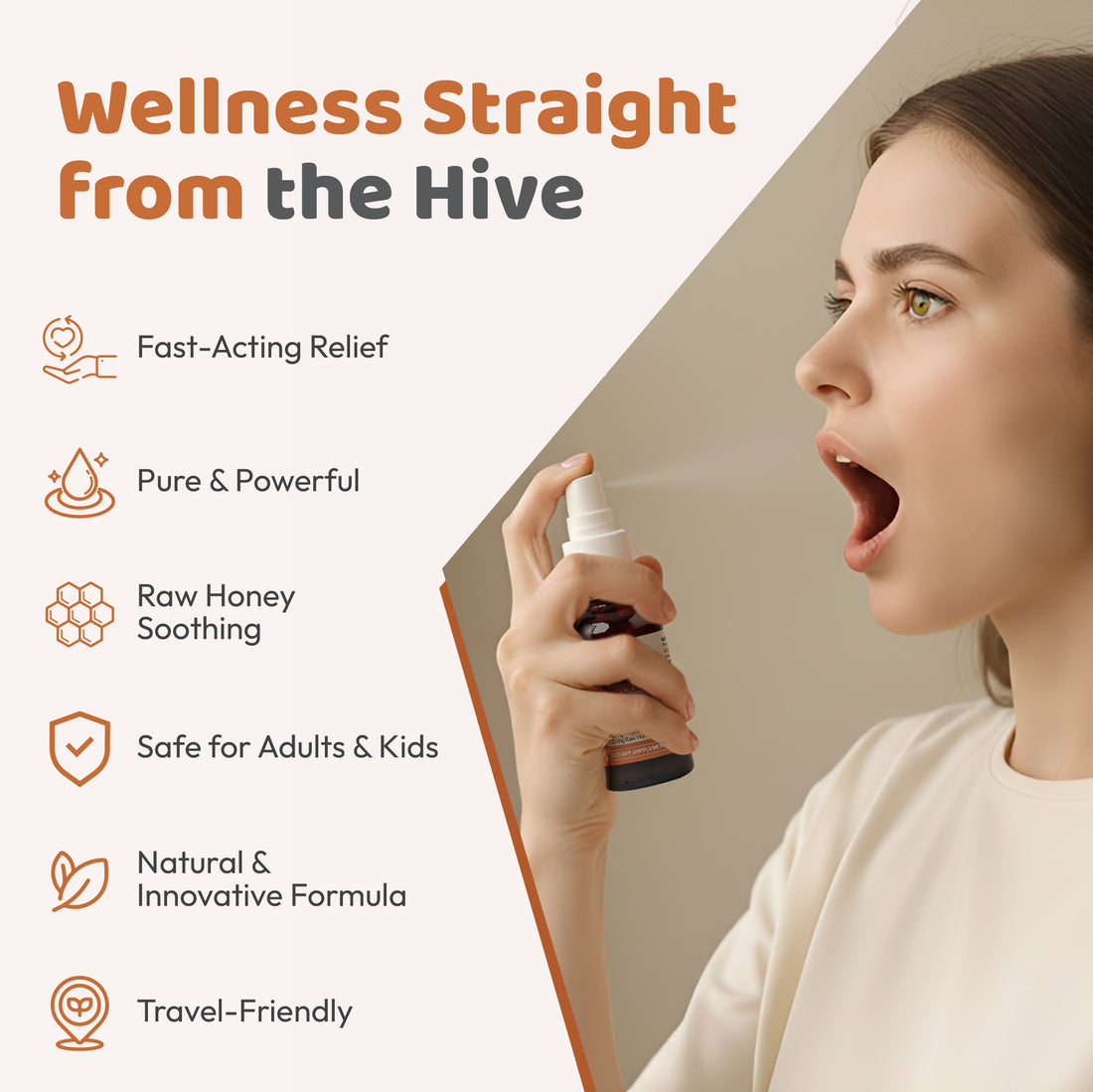 Propolis Ginger Raw Honey Throat Spray with Menthol