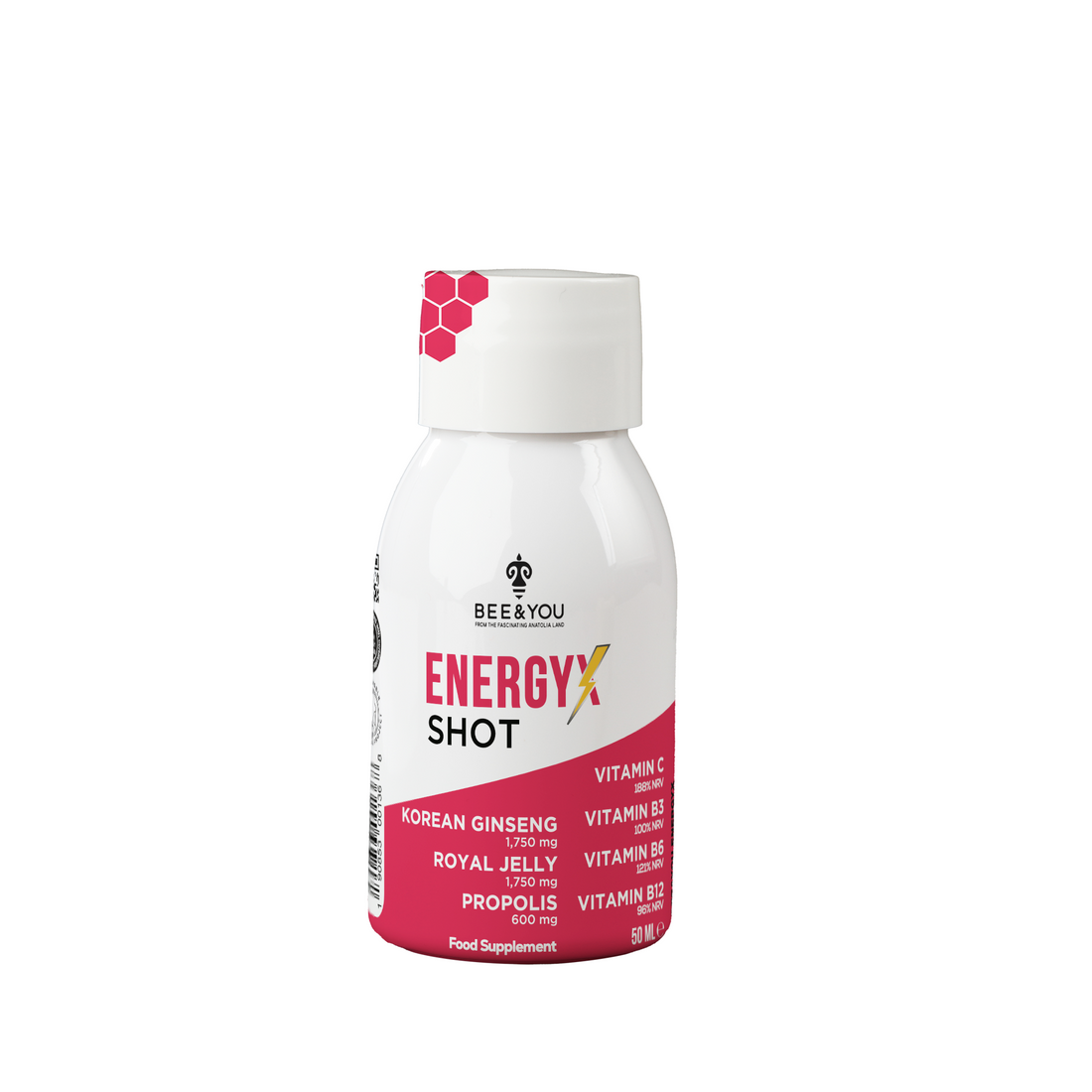 Energy-X Royal Jelly Red Ginseng Propolis Raw Honey Shots for Adult x12